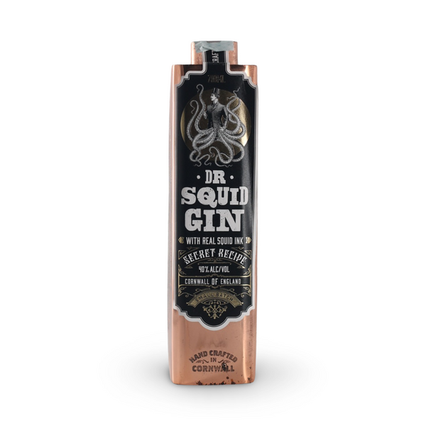 Gin Dr. Squid 70 cl - Nero di Seppia, Fiaschetta di Rame Decorata